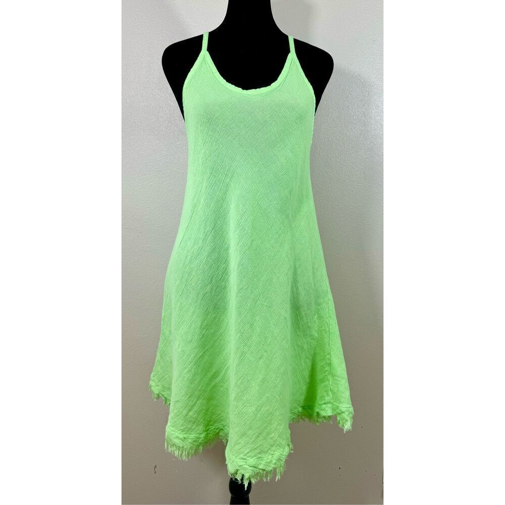 NWT Colette Mon Gilet 100% Linen Lightweight Green Raw Hem Dress Small